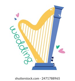 Grab this flat sticker of a wedding harp 