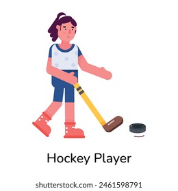 Grab this flat style icon of a hockey player 