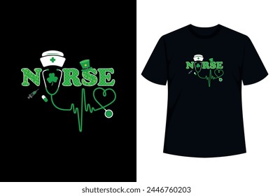Grab this funny Irish Nurse Stethoscope T-Shirt as a St Patricks Day gift for Nurses! Wear this lucky vintage graphic Ireland tee clothes outfit for RN, ICU, OB, ER, NICU, PACU, CNA, LPN, NP, OCN  svg