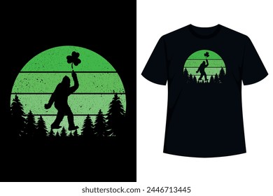 Grab this funny St Patricks Day Bigfoot Sasquatch Shamrock T-Shirt for St Patricks Day or as an Irish costume birthday party gift! 