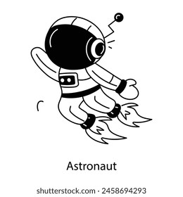Grab this glyph icon of an astronaut 