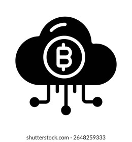 Grab this glyph icon of bitcoin cloud technology