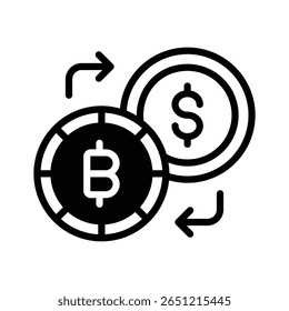Grab this glyph icon of crypto exchange