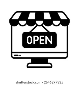 Grab this glyph icon of online shop store