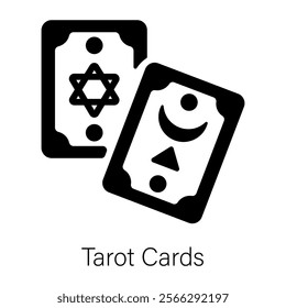 Grab this glyph icon of tarot cards 