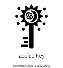 Grab this glyph style icon of zodiac key 