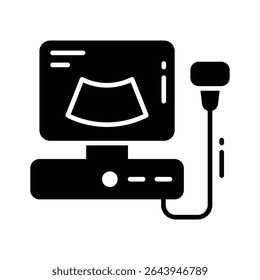 Grab this glyph style icon of ultrasound machine display