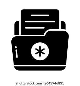 Grab this glyph style icon showing medical record folder