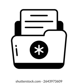 Grab this glyph style icon showing medical record folder