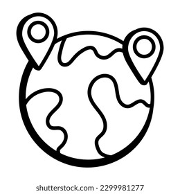 Grab this hand drawn icon of global locations 