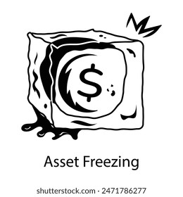 Grab this hand drawn icon of asset freezing 