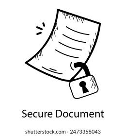 Grab this hand drawn icon of secure document 