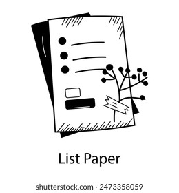 Grab this hand drawn icon of list paper 