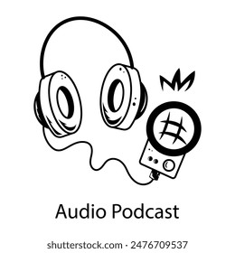 Agarra este icono dibujado a mano del podcast de audio 