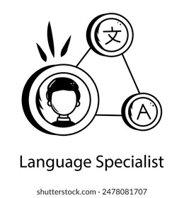 Schnappen Sie sich dieses handgezeichnete Symbol eines Sprachspezialisten 