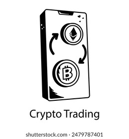 Grab this hand drawn icon of crypto trading 