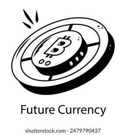 Grab this hand drawn icon of future currency 