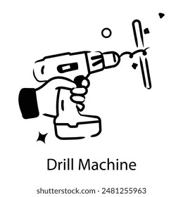 Agarre este icono dibujado a mano de la máquina de perforación 