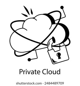 Schnappen Sie sich diese handgezeichnete Ikone der privaten Cloud 