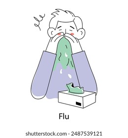 Grab this hand drawn mini illustration of flu 