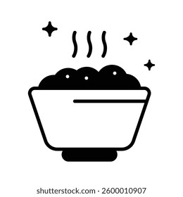 Grab this handy glyph icon depicting hot food for fasting