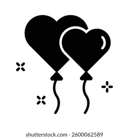 Grab this handy glyph icon depicting flying heart balloons