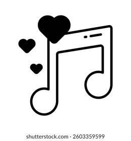 Grab this handy glyph icon depicting love music note