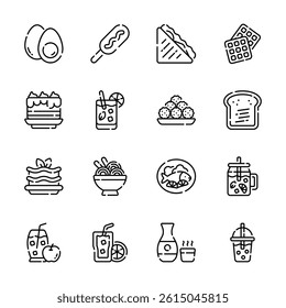 Grab this handy pack of snacks and drink designed in line style