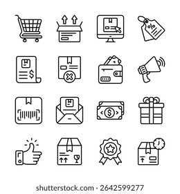 Grab this handy set of ecommerce and logistics linear icons
