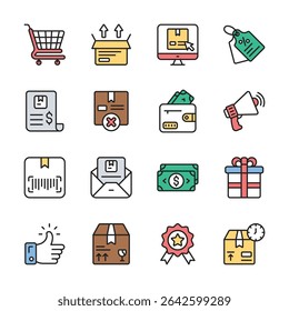 Grab this handy set of ecommerce and logistics linear icons