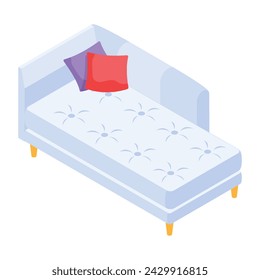 Grab this isometric icon of a chaise lounge