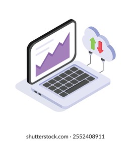 Grab this isometric icon of cloud data