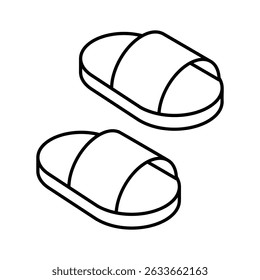 Agarra este icono isométrico de zapatillas de baño interiores acogedoras