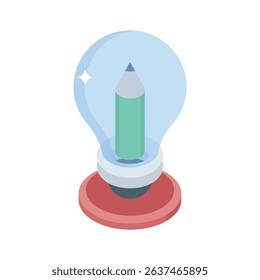 Grab this isometric icon of creative writing with pencil
