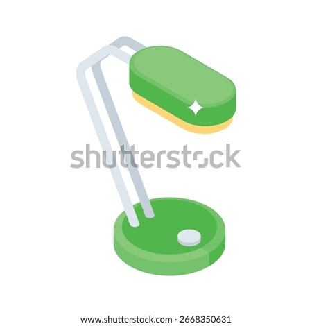 Grab this isometric icon of desk lamp lit
