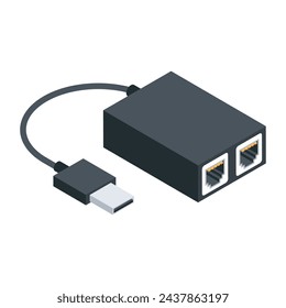 Grab this isometric icon of ethernet adapter