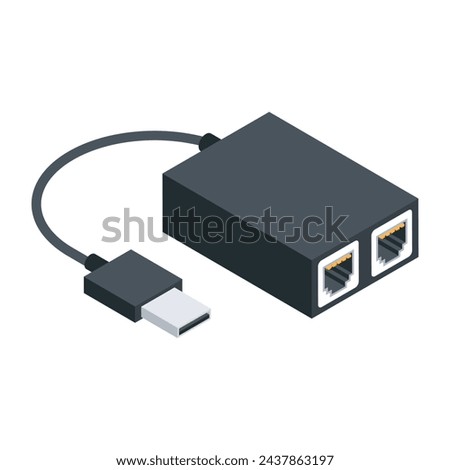 Grab this isometric icon of ethernet adapter