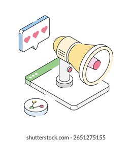 Grab this isometric icon focused on media advertising tool