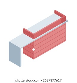 Grab this isometric icon of hotel reception counter