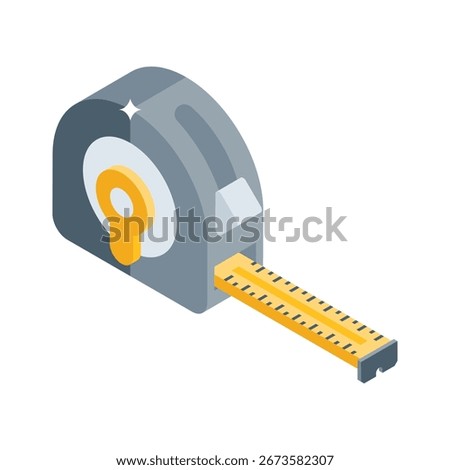 Grab this isometric icon of measuring inches tape