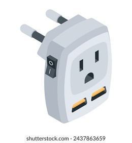 Grab this isometric icon of power adapter