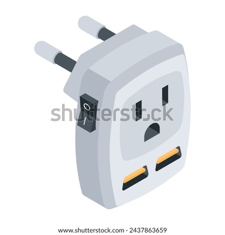 Grab this isometric icon of power adapter