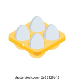 Grab this isometric icon of protein egg tray
