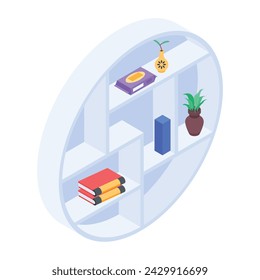 Schnappen Sie sich dieses isometrische Icon der runden Vitrine