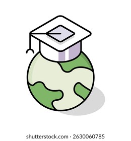Grab this isometric icon showing global education concept