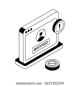 Grab this isometric icon showing restricted web banned content