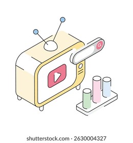 Grab this isometric icon of tv ad screen