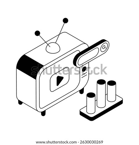 Grab this isometric icon of tv ad screen