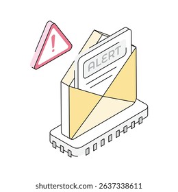 Grab this isometric icon of urgent mail alert warning