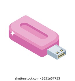 Pegue este ícone isométrico da conexão da unidade usb
